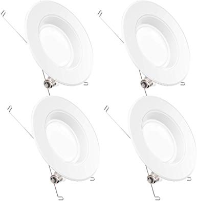 Sunco Lighting 4 Pack 5/6 Inch LED Recessed Downlight, Baffle Trim, Dimmable, 13W=75W, 3000K Warm White, 1050 LM, Damp Rated, Simple Retrofit Installation - UL   Energy Star