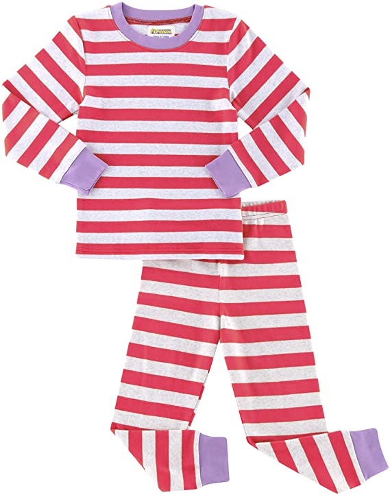 Fiream Girls Boys Pajamas Sets Cotton Striped Long Sleeve Thickened Sleepwear for Girls and Boys Size 12 Month-13 Years