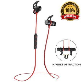 Phaiser BHS-730 Bluetooth Earbuds Runner Headset Sport Earphones with Mic and Lifetime Sweatproof Warranty - Wireless Headphones for Running Red