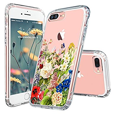 iPhone 7 Plus Case, MOSNOVO Floral Flower Crystal Clear Hard Back Cover with Shock Absorption Bumper Soft TPU Case for iPhone 7 Plus 5.5 Inch (2016)