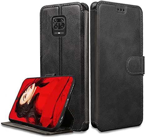 LeYi Case for Xiaomi Redmi Note 9S / Note 9 Pro Leather Flip case and HD Screen Protector, Premium Cover Wallet Shockproof Slim Soft Silicone Thin TPU Protective Bumper Phone Case for Note 9 Pro,Black