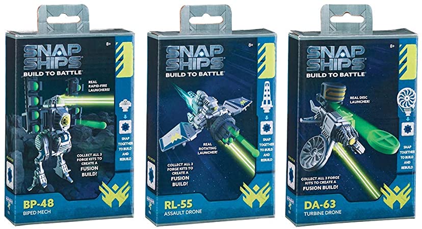 SNAP Ships Fusion/Forge ASST FFP (Pack of 3)DA-63 Turbine Drone, DL-55 Assault Drone, BP48 Biped Mech