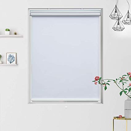 Grandekor Blackout Shades Blackout Blinds Cordless Shade Roller Shades for Windows， Window Blackout Shades Roller Blinds Blackout with Spring System White, 36"(W) x 72"(H)