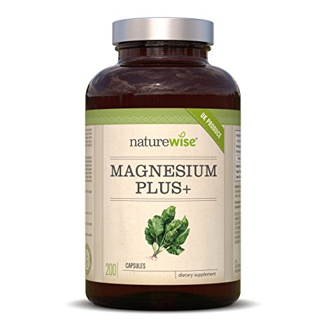 Magnesium Citrate Plus 700mg, 200 Vegetarian Capsules by NatureWise (6.5 Months Supply) Supports Muscles and Energy Production, 100% Money Back Guarantee