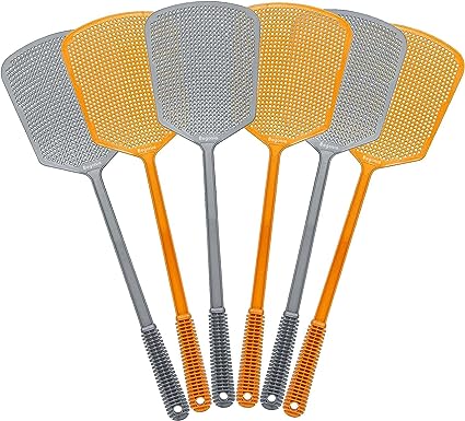 Fly Swatters-Begonia 6pack Heavy Duty Fly Swatters with Bigger Paddle (Gold & Silver)