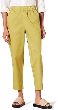 Amazon Essentials Women's Stretch Cotton Pull-on Mid Rise Relaxed-Fit Ankle Length Pant