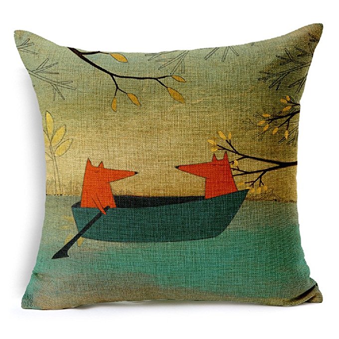 Leaveland Red Fox Thick Cotton Linen Throw Pillow Cover 16x16 inch