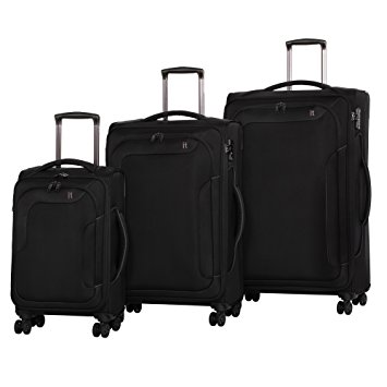 it luggage Amsterdam lll 3 Piece Luggage Set 8 Wheel Semi Expandable Spinner, Black