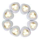 Set of 8 Triangulum Touch Warm White 3 LED Stick-On Battery Lights