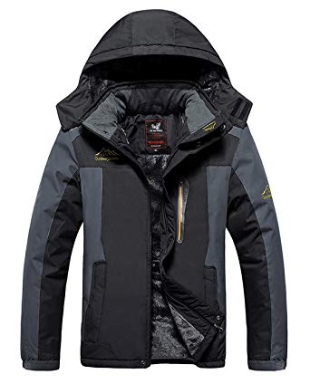 HOWON Men's Snow Jacket Windproof Waterproof Ski Jackets Winter Hooded Mountain Fleece Outwear
