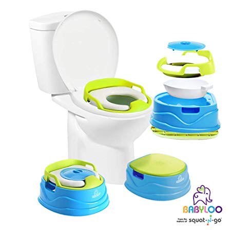 Babyloo Bambino Potty 3-in-1 Multi-Functional Children's Toilet Training Seat - 3 Convertible Stages for 6 Months and up (Blue)