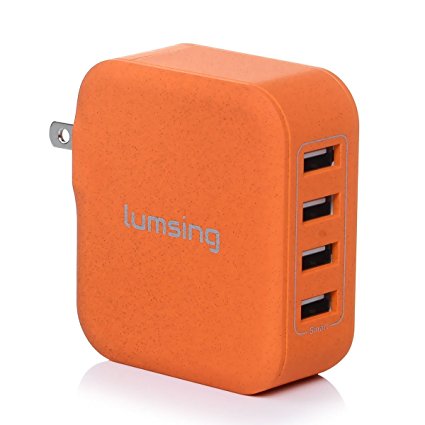 Syhonic 4-port USB Wall Charger Fast Travel Charging Hub Power Adapter for iPhone and Android (Orange)