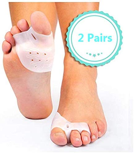 2 Pairs Gel Toe Separator for Hammer Toe with Forefoot Cushion Pad, Silicon Toe Spacer Hallux Valgus Corrector for Men and Women,Gel Cushion,Easy Wear in Shoes