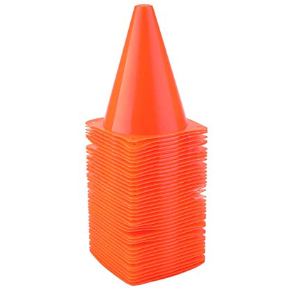 Faswin 40 Pack 7 Inch Plastic Sport Training Traffic Cone, Orange