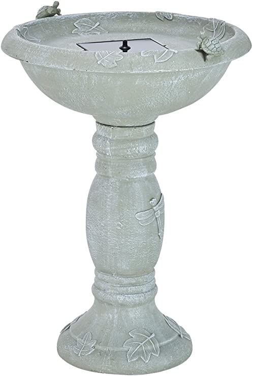 Smart Solar 20622R01 Country Gardens Solar Birdbath Fountain, Gray Weathered Stone Finish, Designed for Low Maintenance and Requires No Wiring or Operating Costs