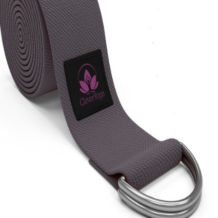 Clever Yoga Strap 8FT or 10FT Made With The Best, Durable Cotton - Comes With Our Special "Namaste" Lifetime Warranty (7 Colors)