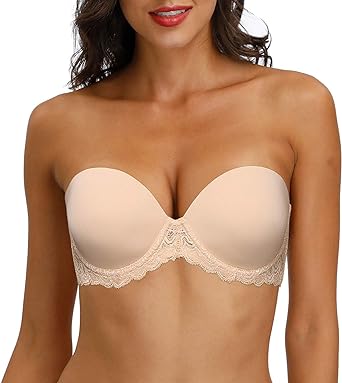 Vogue's Secret Women's Strapless Multiway Bra Plus Size Full Coverage Push Up Backless Bras with Clear Straps