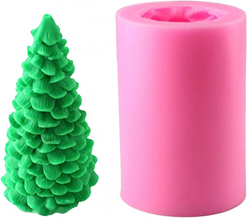 3D Christmas Tree Candle Mold - MoldFun Christmas Party Silicone Mold for Fondant, Fimo Clay, Soap, Chocolate, Cake Decoration