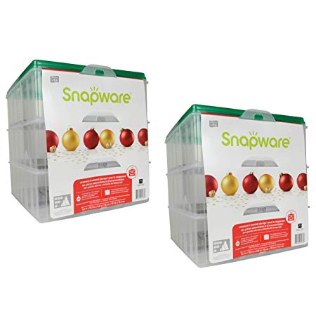 Snapware Snap 'N Stack Square Layer Seasonal Ornament Storage Container, 13 by 13-Inch, 2-Pack