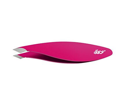 Slice 10463 Combo Tip Tweezer, Slanted & Pointed, Extra Wide Grip, For Fine Hair & Eyebrow Design, Pink