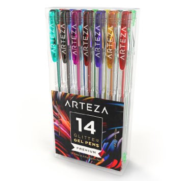 Arteza Glitter Gel Pens, Set of 14