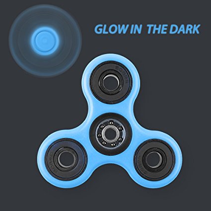 JouerNow EDC Luminous Glowing Spinner Fidgety Handhold Toy High Speed Ceramic Bearing Finger Relax Game Stress Anxity Relief Gift Perfect For Adult Kids Children Blue
