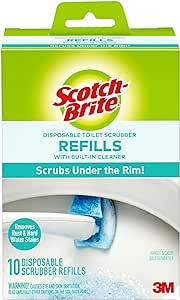 Scotch-Brite Disposable Toilet Scrubber Refills with Built-in Cleaner, Scrubs Under The Rim, Removes Rust & Hard Water Stains, 10 Refills