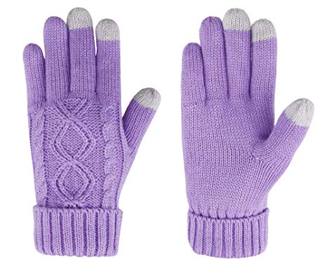 Lullaby Unisex Men Womens Touchscreen Sensitive Cable Knit Ourdoor Winter Gloves