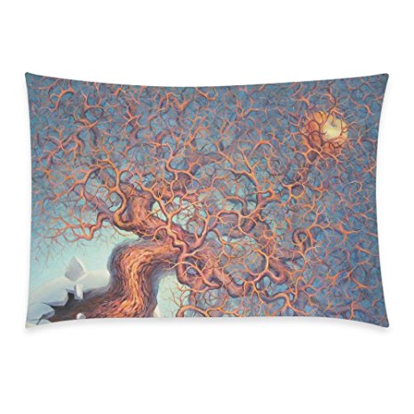 InterestPrint Fashionable Tree of Life Oil Painting On Canvas Home Decor, Abstract Brain Tree With A Single Apple Pillowcase 20 x 30 Inches - Art Tree Soft Pillow Cover Case Shams Decorative