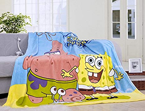 Blaze Children's Cartoon Printing Blanket Coral Fleece Blanket 59 By 79" (SpongeBob)