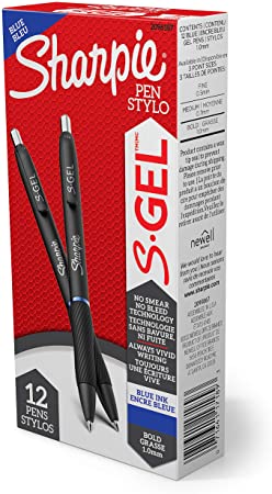 Sharpie S-Gel, Gel Pens, Bold Point (1.0mm), Blue Ink Gel Pen, 12 Count