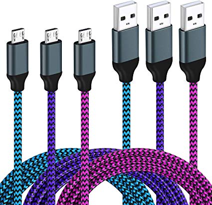 Android Charger Cable, Magic-T 3Pack 6ft Micro USB Cable Cord Braided Fast Android Phone Charger Compatible Samsung J3 J7 S6 S7 Edge, Kindle Fire, Tablet, LG stylo 2/3 LG G3 G4 K30 K20 Plus, Blu