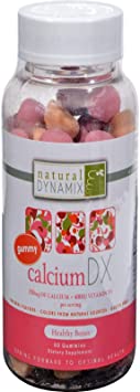 Natural Dynamix Calcium DX Vitamin D , Chewable Cuties 60 Count Great Taste Gluten Free Preservative Free Natural Color Source