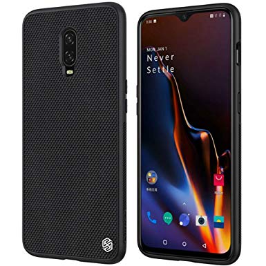 Oneplus 6T Case, Nillkin Nylon Fiber Weave Non Slip Matte Surface Slim Hard Protective Case Back Cover [Compatible with Magnetic Phone Holder] for Oneplus 6T - Black