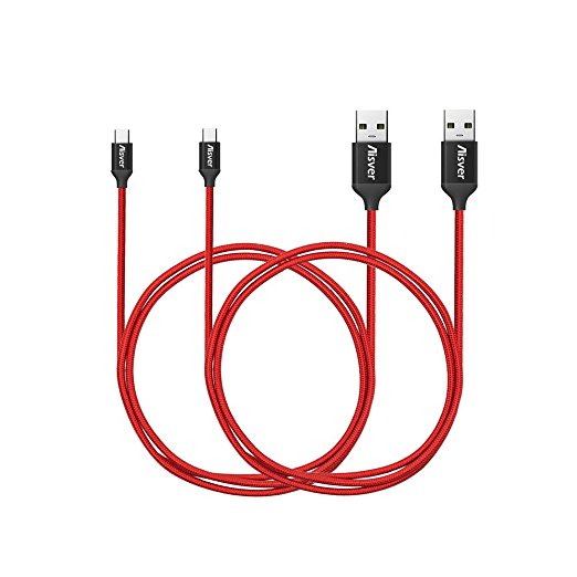 [2-Pack] USB C Cable, Aisver USB Type C Nylon Braided Fast Charger Cable (3.3ft /1m) with Reversible Connector for Samsung Galaxy S8/S8 , Nintendo Switch, Nexus 6P/5X and More (Red)