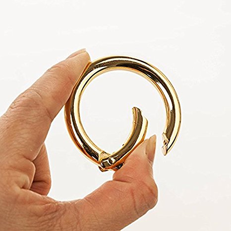M-W 10PCS zinc alloy Spring Clip Round Carabiner- 1" Gate O Ring Round Carabiner Snap Clip Trigger Spring Keyring Buckle .Organizing Accessory/Metal Secure Holder/ Durable and Rust-Proof (Gold)