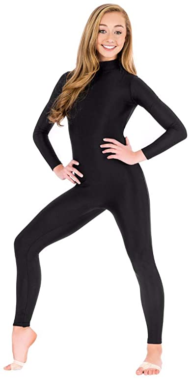 YOMOSA Unitards for Women Black Bodysuit High Neck Zip One Piece Full Body Spandex Suit for Dance Halloween Cosplay Party