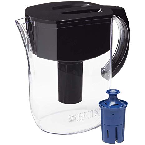 Brita Pitchers 060258355093 Brita Water Pitcher with 1 Longlast Filter, BPA Free-Everyday, Large 10 Cup, Black