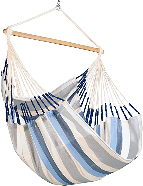 LA SIESTA Domingo Sea Salt - Weather-Resistant Outdoor Comfort Hanging Chair