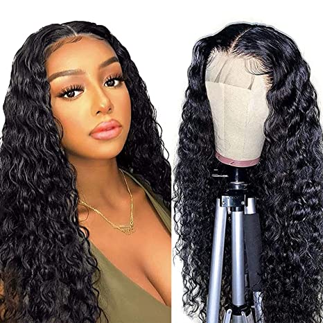 ISEE Water Wave 5x5 Transparent Lace Front Wigs for Black Women Brazilian Virgin Hair Water Wave Lace Closure Human Hair Wigs Pre Plucked with Baby Hair (18inch, 5x5 Lace Closure Wig)