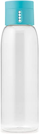 Joseph Joseph Dot Hydration-Tracking Water Bottle Counts Water Intake Tracks Consumption On Lid Twist Top, 20-ounce, Blue