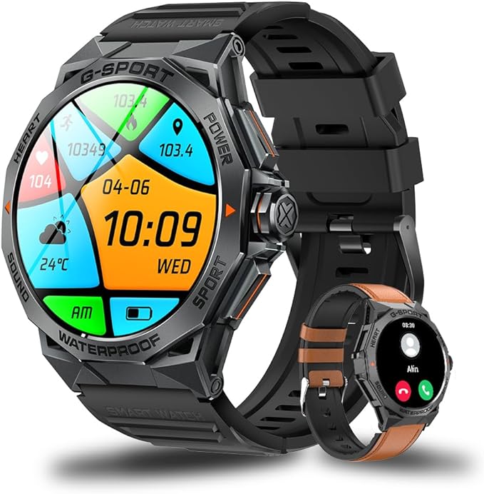 LEMFO Smart Watch,1.43'' AMOLED HD Screen Smart Watch for Men (Answer/Make Call),100  Sports Modes Fitness Watch 400 mAh, Smartwatch with Heart Rate/Blood Pressure/Spo2/Sleep Monitor for Android iOS