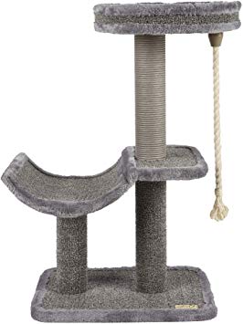 Catry Cat Tree Cradle Bed with Natural Sisal Scratching Posts and Teasing Rope for Kitten