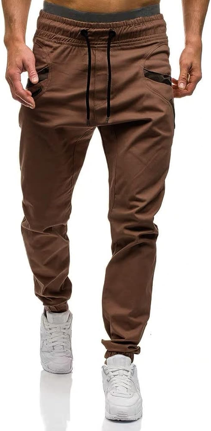 Manwan walk Mens Fashion Athletic Jogger Pants Slim Fit Tapered Pants Cotton Cargo Sweatpants