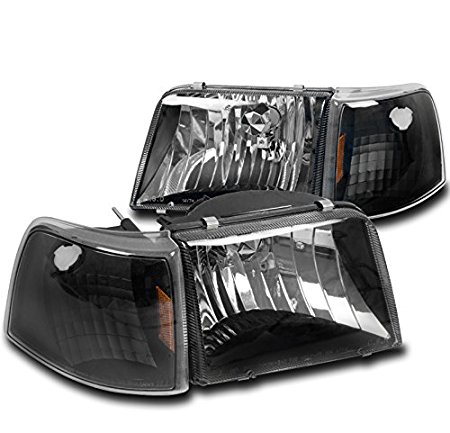 ZMAUTOPARTS Ford Ranger Crystal Style Headlights with Corner Lamps Black