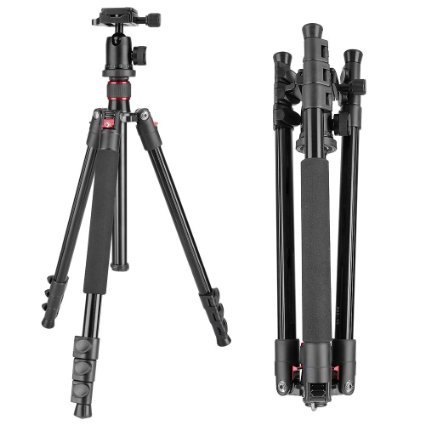 Neewer® Portable 62-inch Alluminum Alloy Camera Tripod with 360 Degree Ball Head, 1/4" Quick Release Plate, and Bubble Level, Load capacity 17.6lbs/8kg