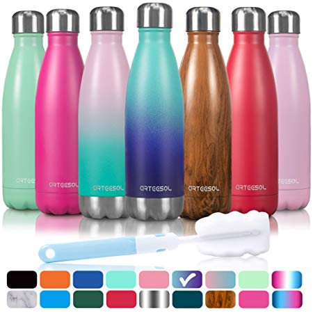 arteesol Insulated Water bottle 350ml 500ml 750ml Stainless Steel Water Bottle BPA Free Double-walled Vacuum Flask for Sports Hot and Cold for 12 Hours