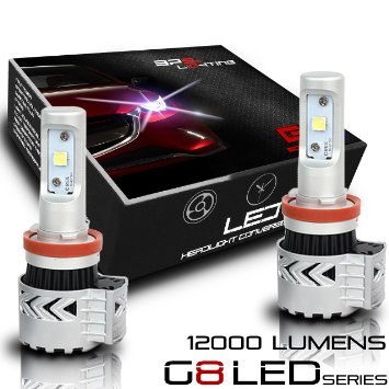 BPS Lighting G8 LED Headlight Bulbs w/ Clear Arc-Beam Kit 72W 12,000LM 6500K White Cree LED Headlight Conversion for Replace Halogen Headlights 2 Yr Warranty - (2pcs/set) (H11)