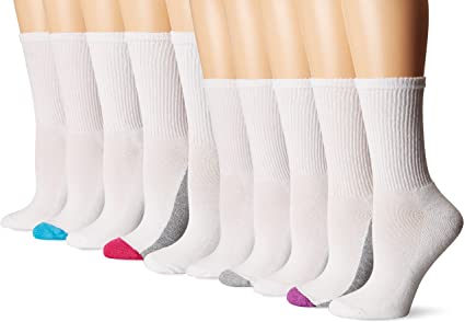 Gildan Women's Half Cushion Crew Socks, 10 Pairs