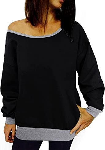 Dutebare Women Off Shoulder Sweatshirt Slouchy Shirt Long Sleeve Pullover Tops